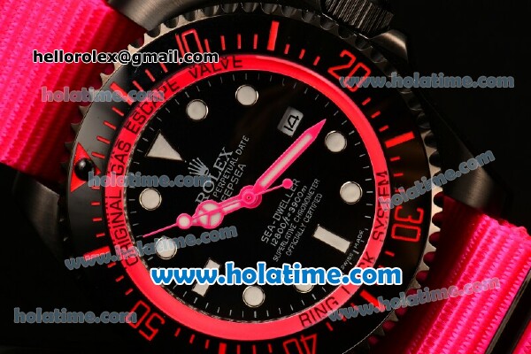 Rolex Sea-Dweller Deepsea Asia 2813 Automatic PVD Case with Hot Pink Nylon Strap and White Markers - Click Image to Close